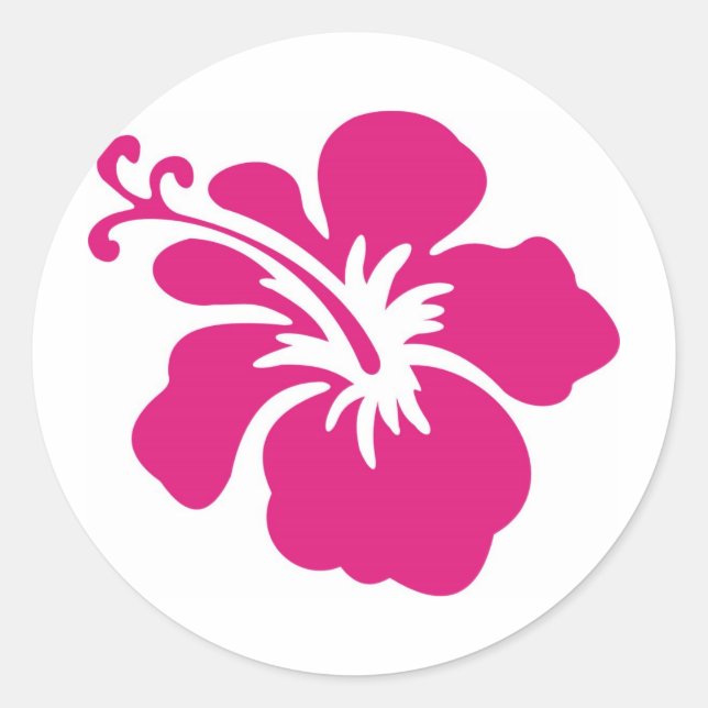 Pink Hibiscus Design Classic Round Sticker (Front)