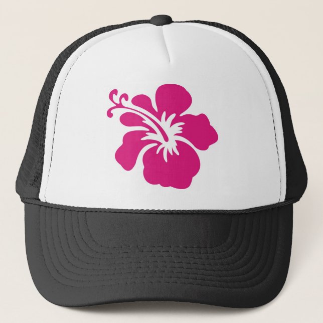 Pink Hibiscus Design Trucker Hat (Front)