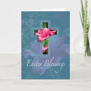 Pink Hibiscus Easter Blessings Greeting Card