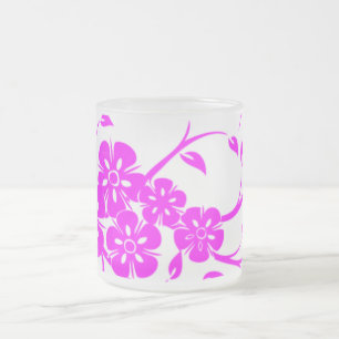 Pink Hibiscus Floral Pattern Coffee Mug