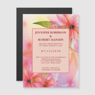 Pink Hibiscus Floral Wedding Magnetic Invitation