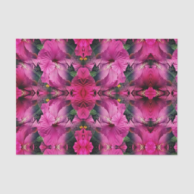 Pink Hibiscus Flower Abstract Art Tissue Paper (Front)