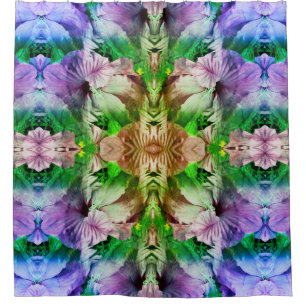 Pink Hibiscus Flower Abstract Distressed Shower Curtain