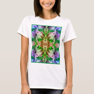 Pink Hibiscus Flower Abstract Distressed  T-Shirt