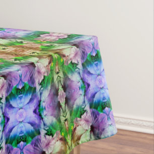 Pink Hibiscus Flower Abstract Distressed Tablecloth