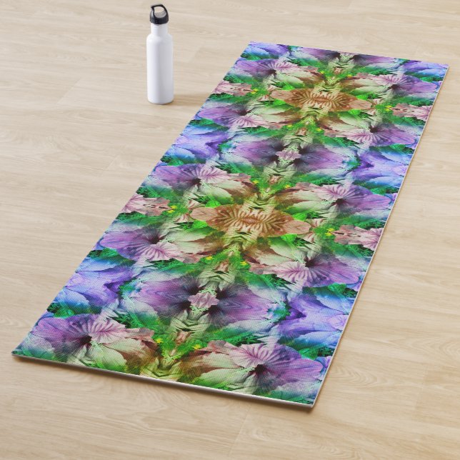 Pink Hibiscus Flower Abstract Distressed  Yoga Mat (In Situ)