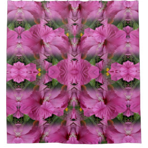Pink Hibiscus Flower Abstract  Shower Curtain