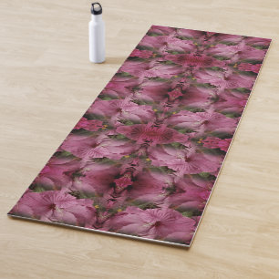Pink Hibiscus Flower Abstract Vintage Look Yoga Mat