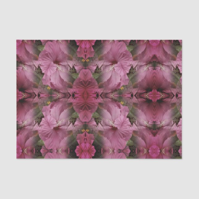 Pink Hibiscus Flower Abstract Vintage Tissue Paper (Front)