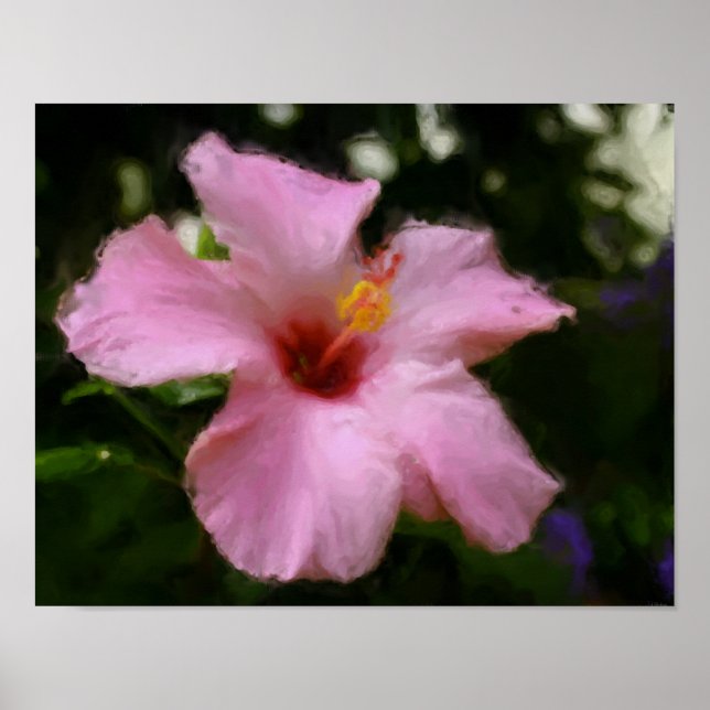 Pink Hibiscus Flower Art Photo Painting Poster (Front)