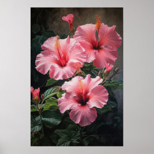 Pink Hibiscus Flower Art Print Poster