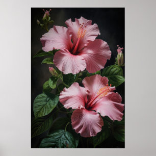Pink Hibiscus Flower Art Print Poster