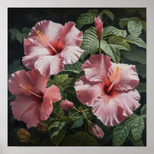 Pink Hibiscus Flower Art Print Poster