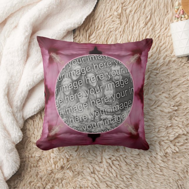 Pink Hibiscus Flower Create Your Own Photo Cushion (Blanket)