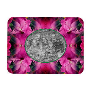 Pink Hibiscus Flower Frame Create Your Own Photo Magnet