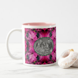 Pink Hibiscus Flower Frame Create Your Own Photo Two-Tone Coffee Mug