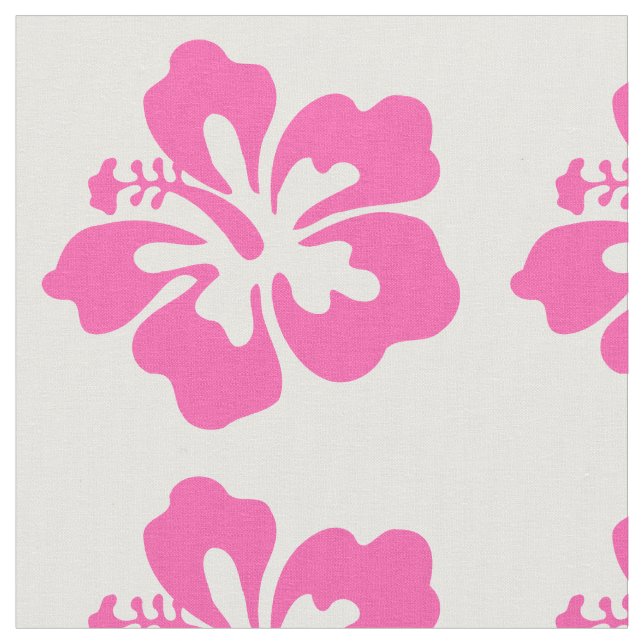 Pink Hibiscus Flower Hawaiian Beach Girly Vacation Fabric (Close Up)