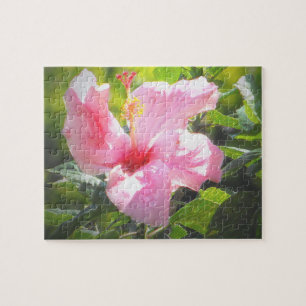 Pink Hibiscus Flower Jigsaw Puzzle