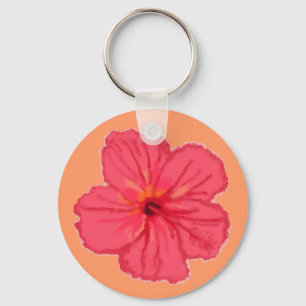 Pink Hibiscus Flower key chain