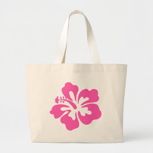 Pink Hibiscus Flower Large Tote Bag (Front)