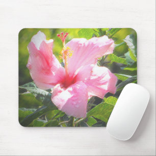 Pink Hibiscus Flower Mouse Mat