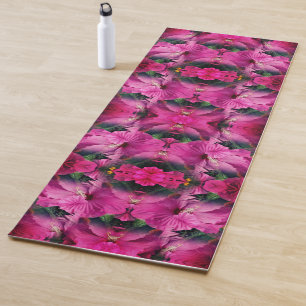 Pink Hibiscus Flower Multiplied Abstract Yoga Mat