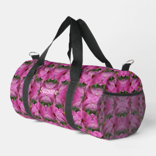 Pink Hibiscus Flower Multiplied Personalised Duffle Bag