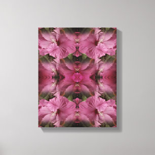 Pink Hibiscus Flower Multiplied Vintage Abstract Canvas Print