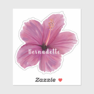 Pink Hibiscus flower name sticker