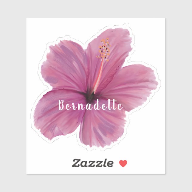  Pink Hibiscus flower name sticker (Sheet)