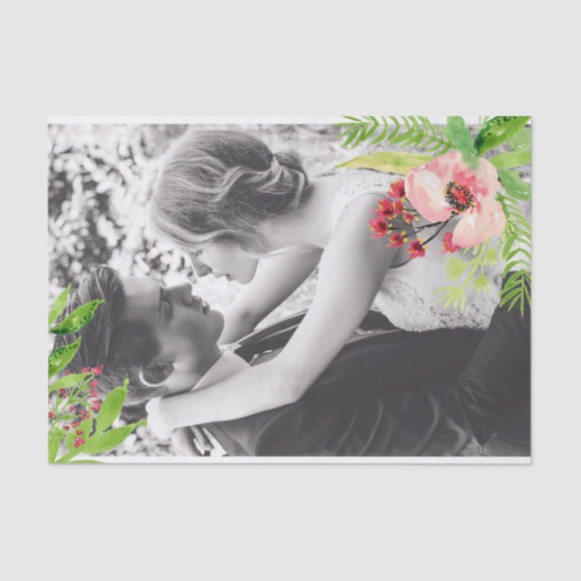 Pink Hibiscus Flower Overlay Add Your Own Photo Tissue Paper (Front)