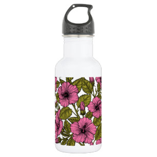 Pink hibiscus flowers 532 ml water bottle