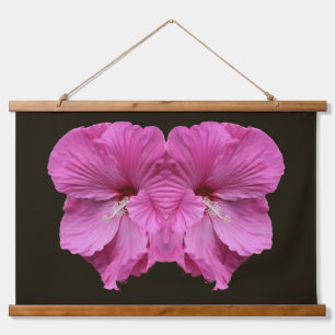 Pink Hibiscus Flowers Abstract Hanging Tapestry