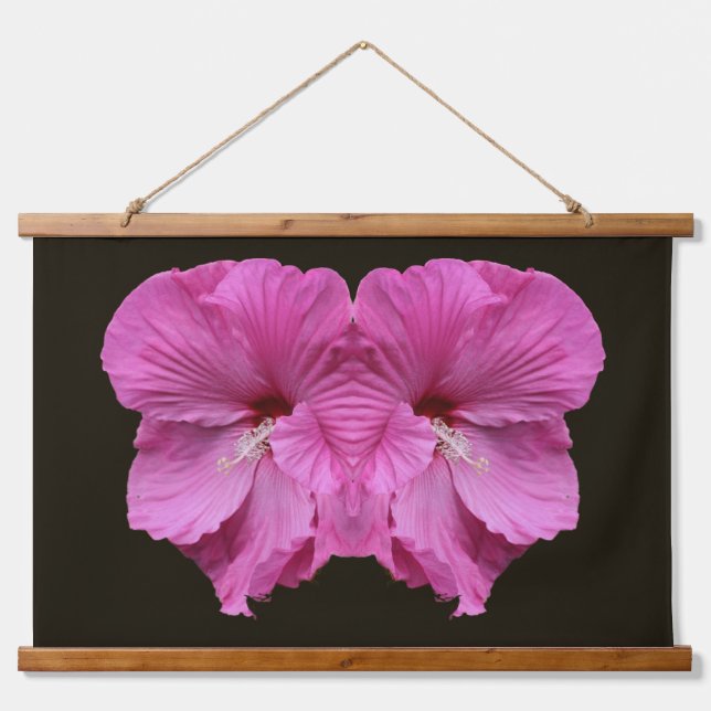 Pink Hibiscus Flowers Abstract Hanging Tapestry (Front)