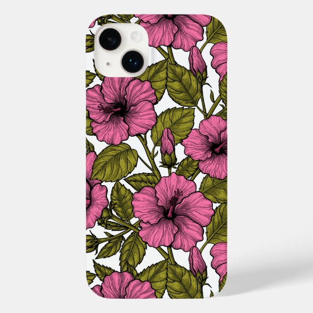 Pink hibiscus flowers Case-Mate iPhone case (Back)