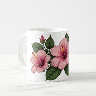 Pink hibiscus flowers coffee mug
