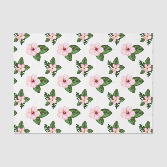 Pink Hibiscus Flowers (Design 41 Pink Series) Tissue Paper (Front)