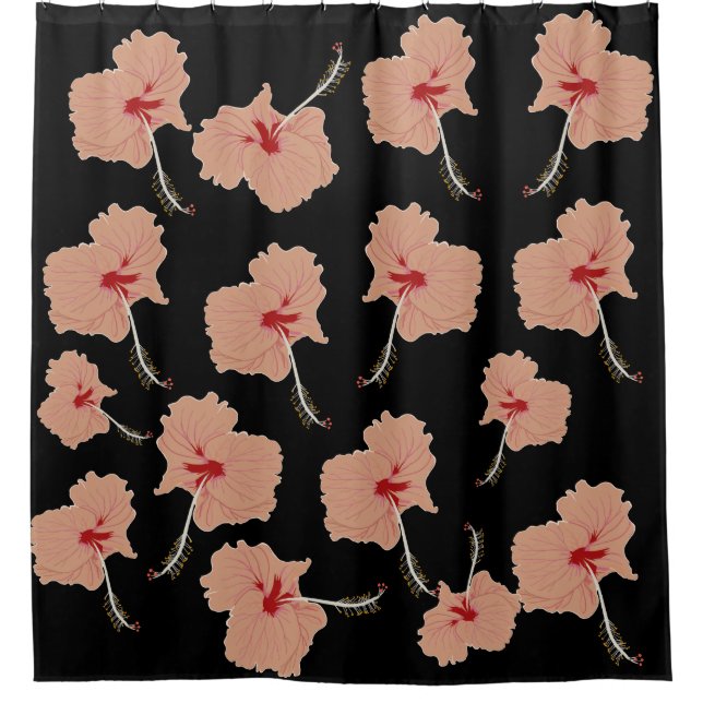Pink Hibiscus flowers Shower Curtain (Front)