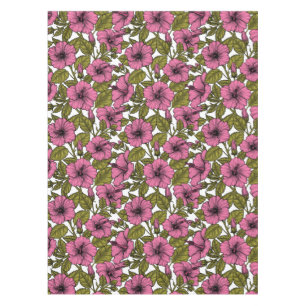 Pink hibiscus flowers tablecloth