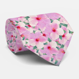 Pink Hibiscus Flowers Tie