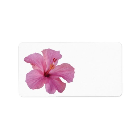 Pink Hibiscus Hawaiian Flower Customised Template Address Label