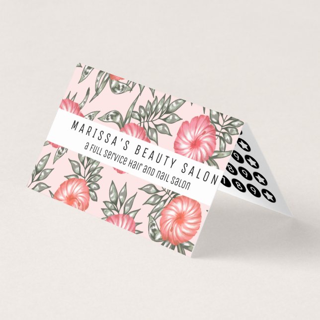 Pink Hibiscus Hawaiian Flower Pattern Business Card (Front)