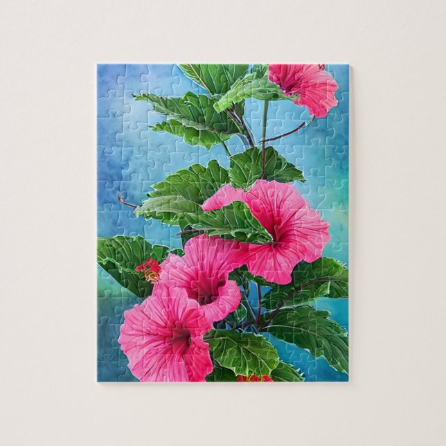 Pink Hibiscus Jigsaw Puzzle (Vertical)