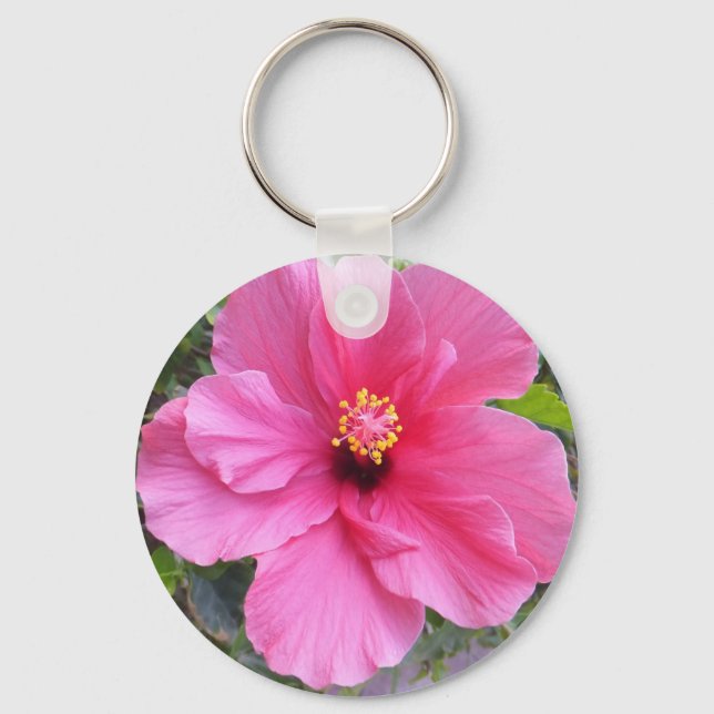 Pink Hibiscus key chain (Front)