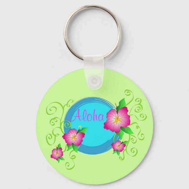Pink hibiscus - Keychain (Front)