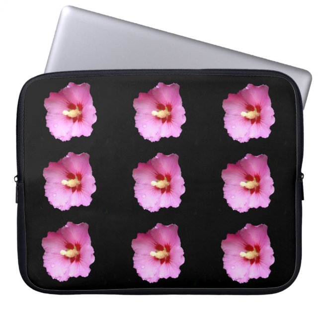 Pink Hibiscus Laptop Sleeve (Front)