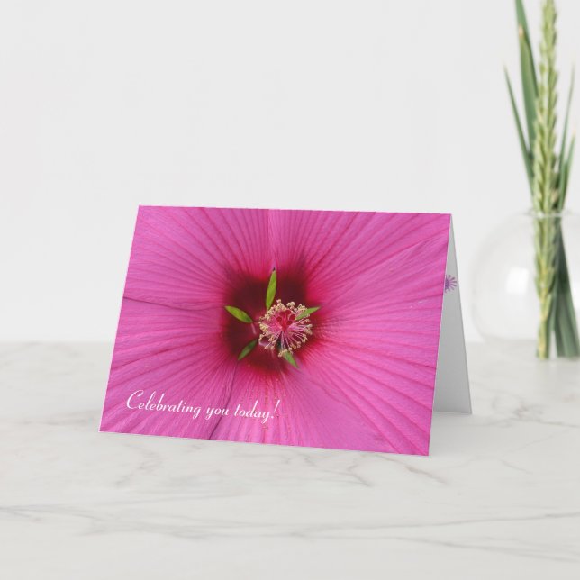 Pink Hibiscus Macro Card (Front)
