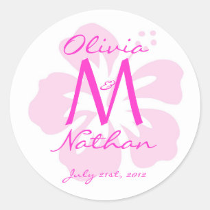 Pink HIbiscus Monogram Sticker