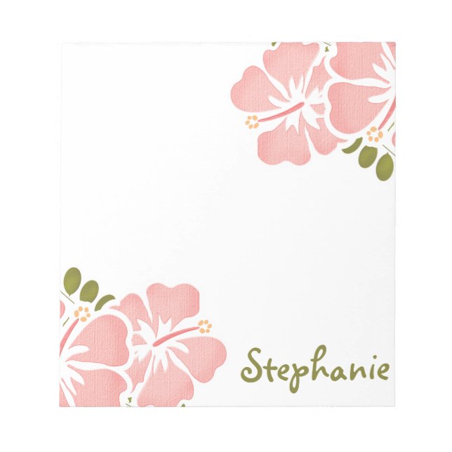 Pink Hibiscus Notepad Personalised (Front)