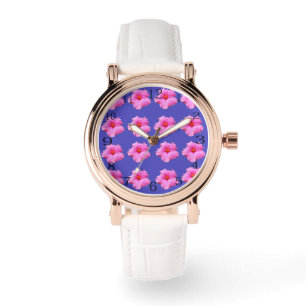 Pink Hibiscus On Purple, Watch